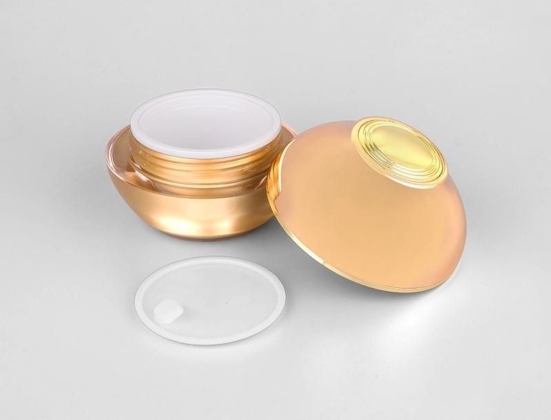 in Stock Luxury Shiny 30g 50g Gold Acrylic Plastic Cream Jar Cosmetics Packaging Containers