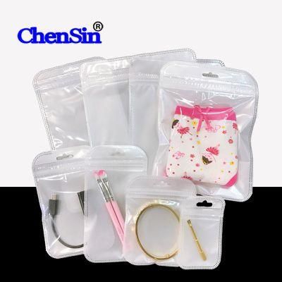 Phone Case Packaging Bag White Pearl Plastic Zipper Bag