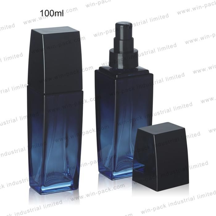 Cosmetic Gradient Luxury Glass Lotion Bottle with Matte Black Cap