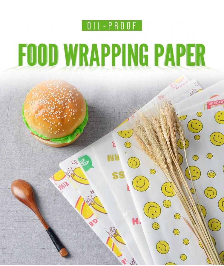 New Hot Design Cmyk Printing Greaseproof Oil Proof Food Wrapper Burger Wrapping Paper