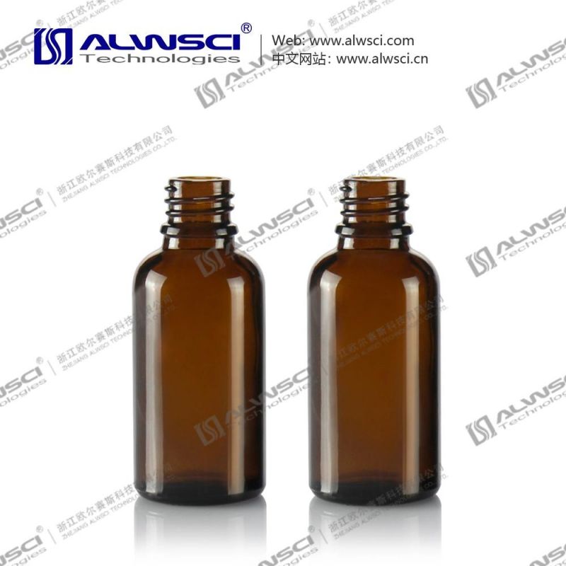 Alwsci Storage 30ml Amber Glass Bottle with Tamper-Evident Screw Cap