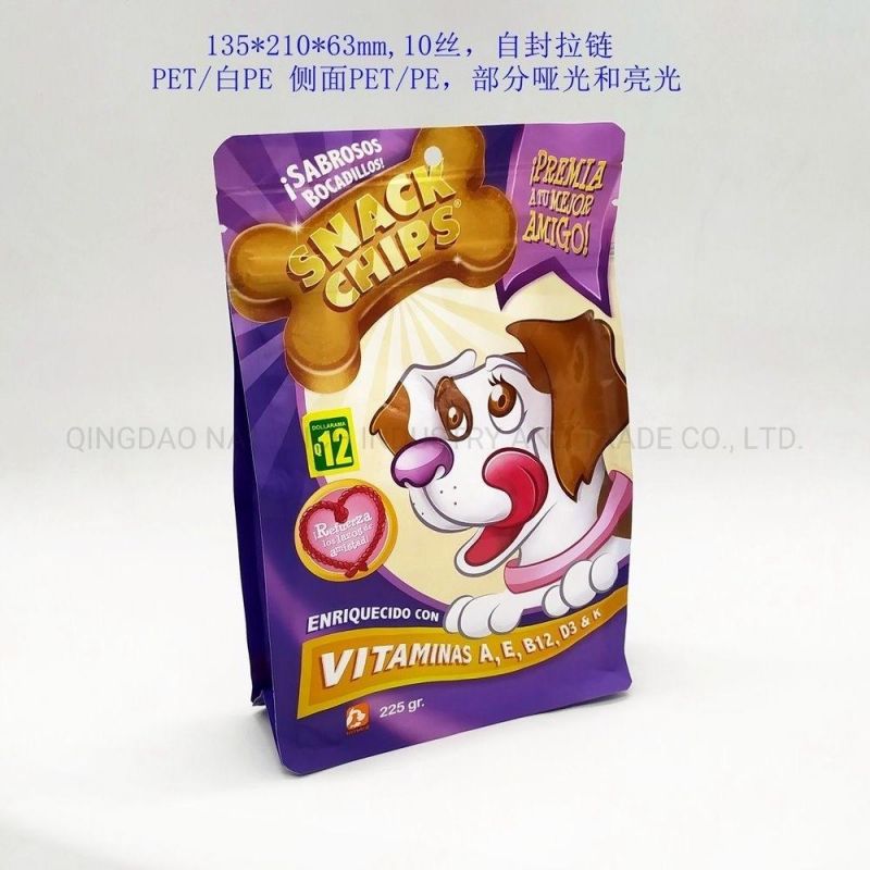 Custom Pet Dog Food Packaging Flat Bottom Plastic Zipper Bags