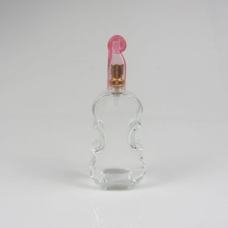 Guitar Shaped Beautiful Clear Perfume Glass Bottle 100ml