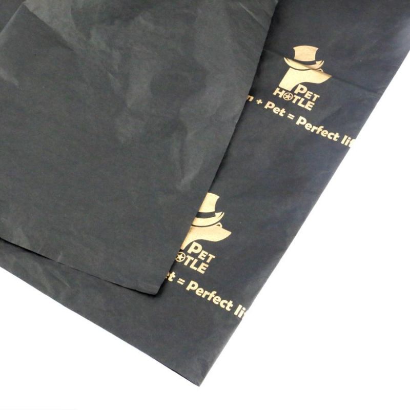 High Quality Gold Foil Logo Black Tissue Wrapping Paper