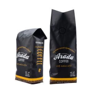 Customized Design Printing Plastic Packaging Zipper Food Pouch Block Bottom Valve Zip Lock Coffee Aluminum Foil Zip Lock Coffee Bag