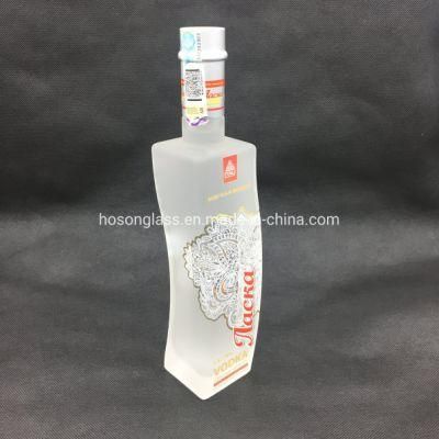Hoson Most Competitive Square Acid Etching Frosting 500ml 700ml Vodka Glass Bottle