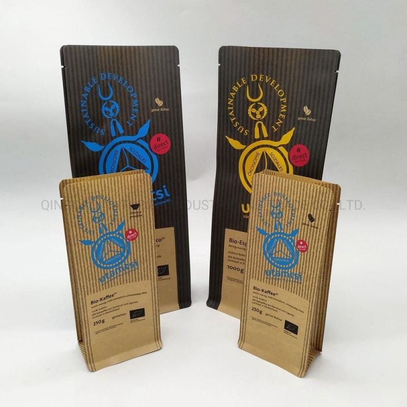 Custom Printed Flat Bottom 400g 460g Coffee Bag