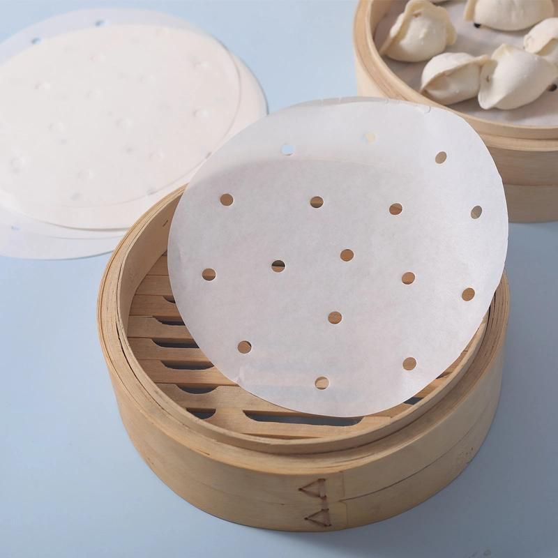 High Quality Household Baking Dim Sum Steamer Baking Paper Round Air Fryer Preforated Steaming Paper for Steaming