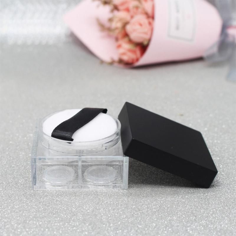 Hot Selling Black Makeup Packaging Custom Logo Plastic Empty Round Transparent Loose Powder Jar with Sifter