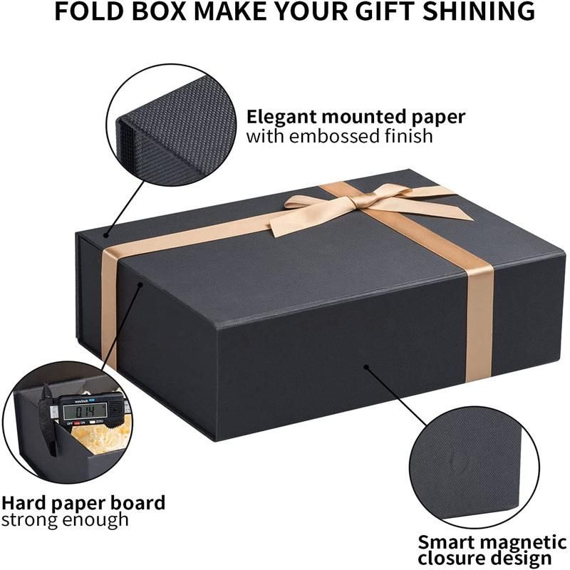 Luxury Large Gift Box with Lid Black Wedding Gift Boxes with Magnetic Lid