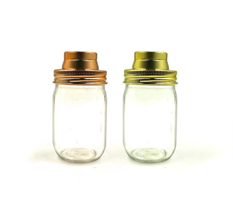 Mason Jar Stainless Steel Cocktail Shaker for Regular Mouth Canning Jars