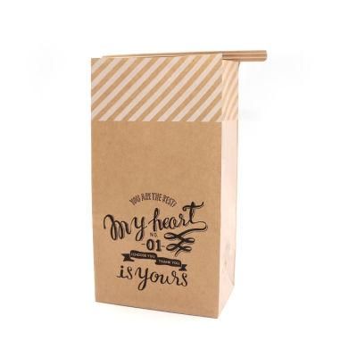 Square Bottom Tin Tie Dessert Kraft Paper Bag with Window