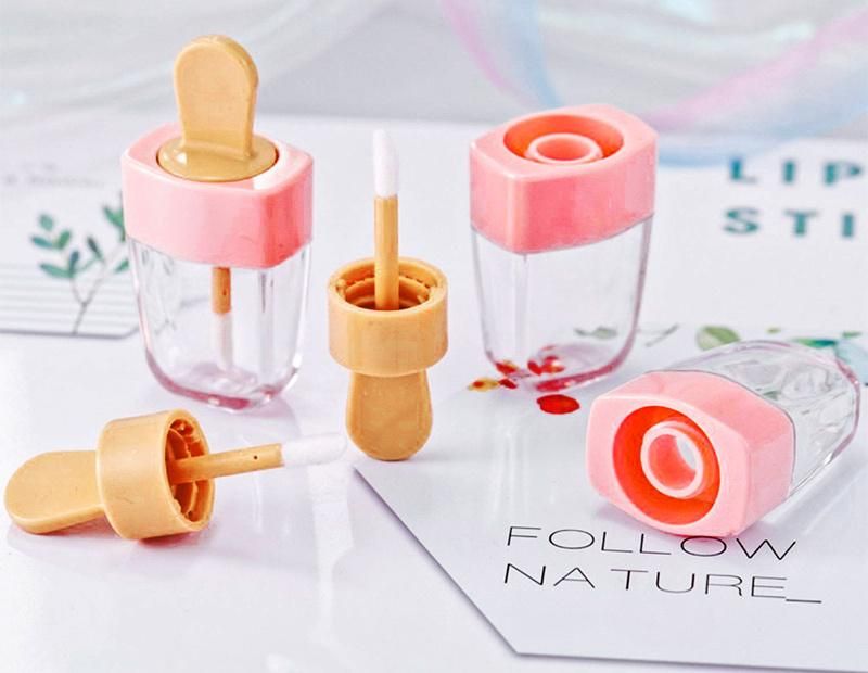 Custom 8ml Empty Luxury Unique Cute Ice Cream Lip Gloss Containers Tube with Brush Private Logo