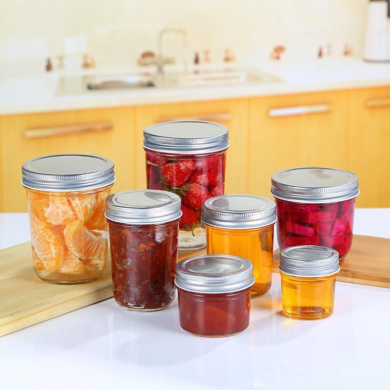 10 Oz Clear Wide Mouth Canning Honey Food Jelly Jam Glass Mason Jars with Metal Screw Lids 300ml Food Grade