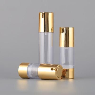 15ml 30ml 50ml 60ml Glossy Silver Golden Available Airless Cream Jar Lotion Bottles for Cosmetics