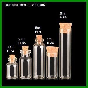 Diameter 16mm Celar Glass Vials with Cork