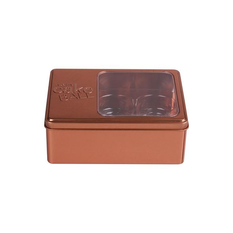 Rectangle Foodsafe Tin Box with Clear Window Lid Cake Tin Can with Inner Blister