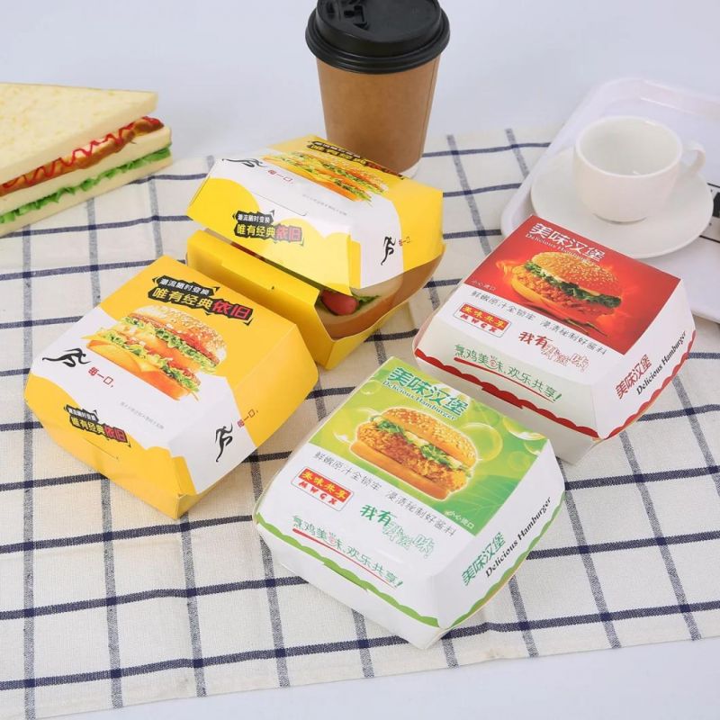 Customized Logo Burger Take Away Food Grade Cardboard with Lamination Food Container