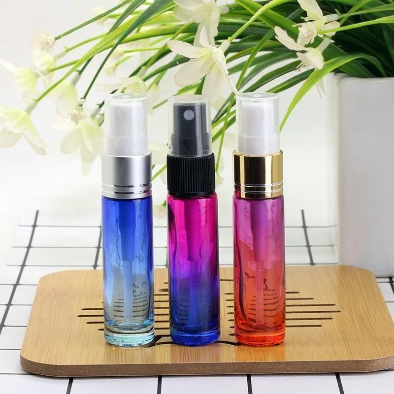 Portable 10ml Refillable Gradient Color Bottle Plastic Pressed Pump Spray Bottle Liquid Container Mini Travel Refillable Bottles