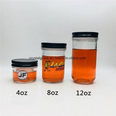 350ml Clear Cylinder Wide Mouth Glass Mason Jar with Lid