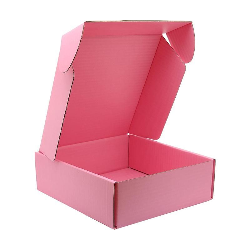 Recyclable Custom Design Kraft Pink Paper Corrugated Cloth Packaging Box Foldable Shipping Crasft Box