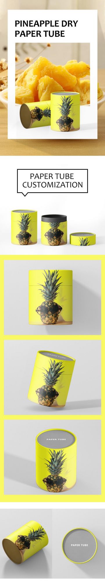 Firstsail Custom Printed Luxury Nut Dried Fruit Paper Food Can Packaging Dry Pineapple Vegetables Cylinder Tube Box