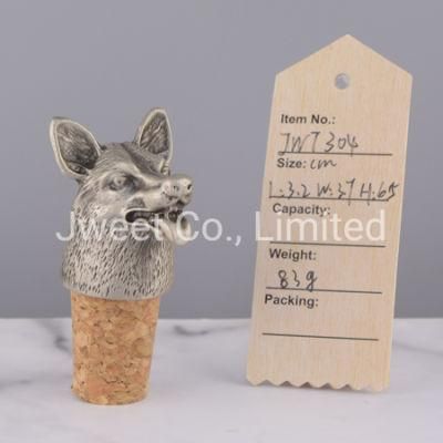 Animal Dog Metal Cap Soft Wood Cork Stopper for Bottle