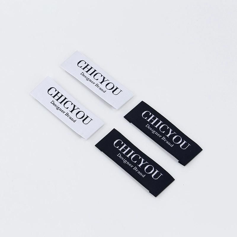 Polyester Yard Black Logo White Color Custom Shirt Woven Label