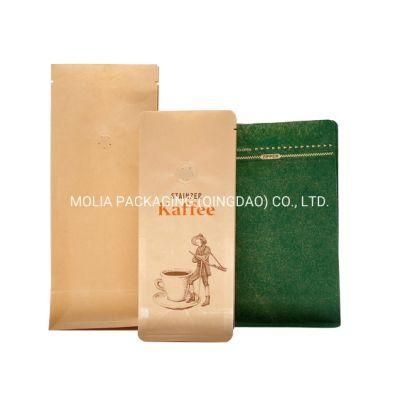 Biodegradable Food Pouch Compostable Coffee Kraft Zipper Flat Bottom Packaging Bag