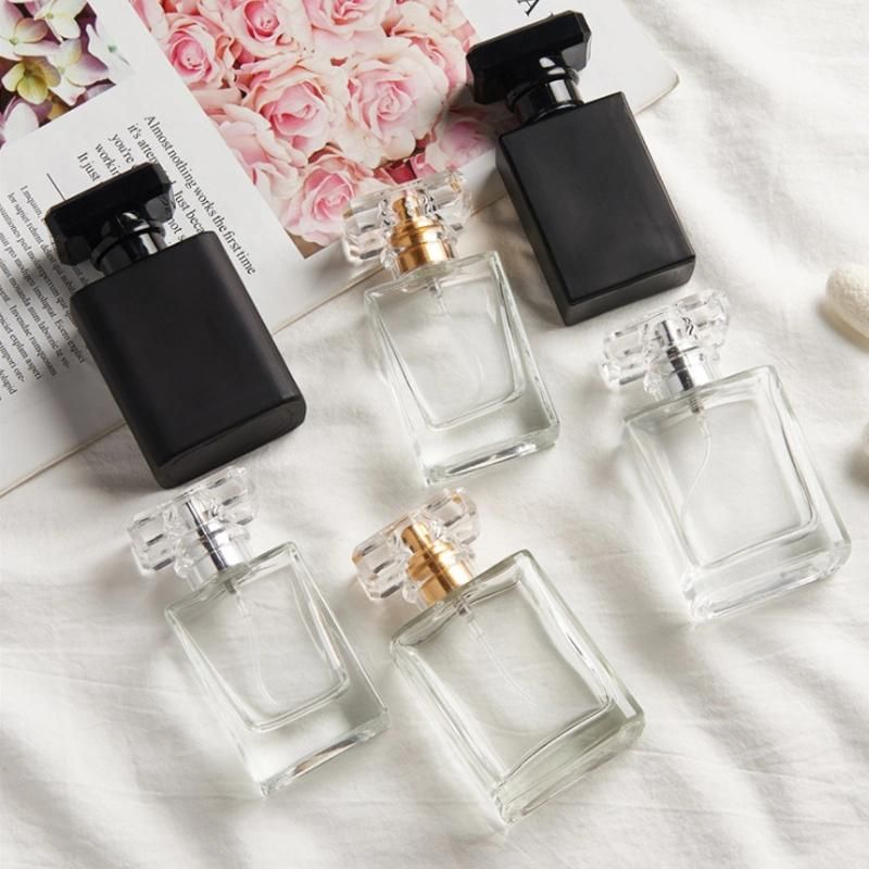 Wholesale Black Spray Bottle Empty Glass 30ml Luxury Clear Square Perfume Bottles Fragrance Bottle