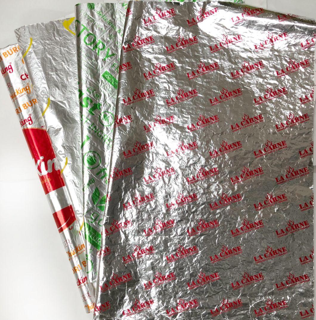 Fast Food Insulated Paper Custom Printed Logo Hamburger Sandwich Aluminum Foil Wrapping Paper