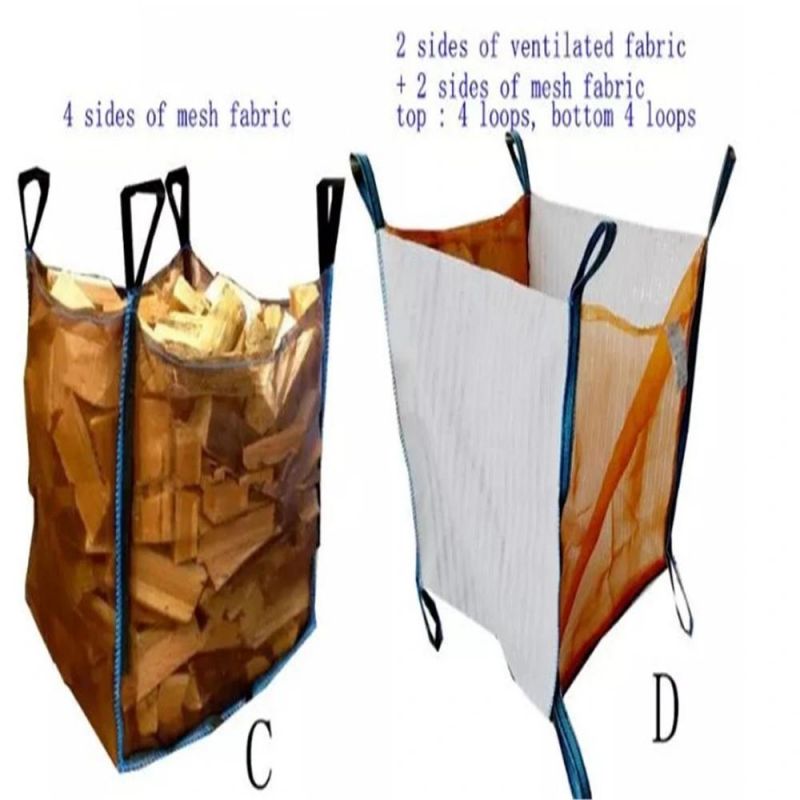 Flexible Container Woven PP Breathable Big Bag Mesh Bag for Firewood Agriculture Usage