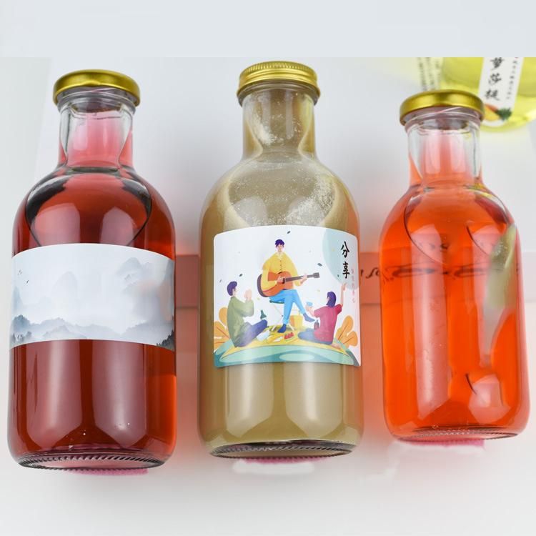 Round Empty 16oz 12oz 8oz 500ml 350ml 250ml Juice Glass Bottles with Lid