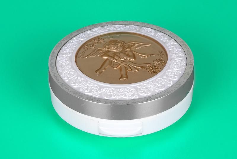 59mm Pan 8g Angel Pattern Christian Elegant Pressed Powder Empty Cosmetic Powder Compact Case Make up Case with Mirror