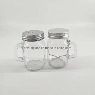 Mini Size 100ml 3oz Glass Mason Jar with Handle for Beer Drinking Mug