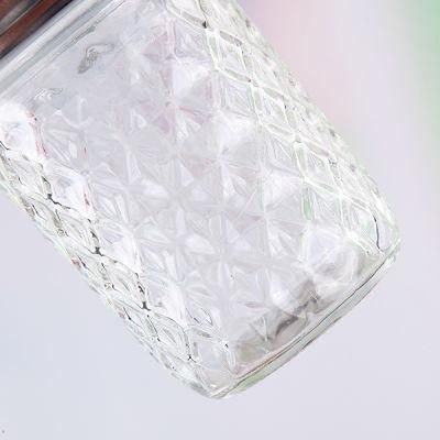 400ml Glass Mason Jar Diamond Shape Mason Shape Glass Jar