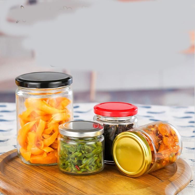 High-End Glass Jar for Honey, Jam, Food, Pickle Glass Bottles 1000ml 750ml 500ml 350ml 212ml 200ml 110ml 100ml