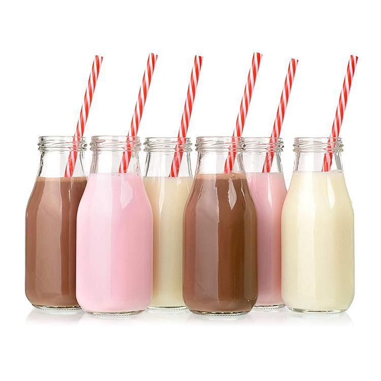 250ml 500ml 1L Round Beverages Juice Glass Milk Bottles with Metal Lids