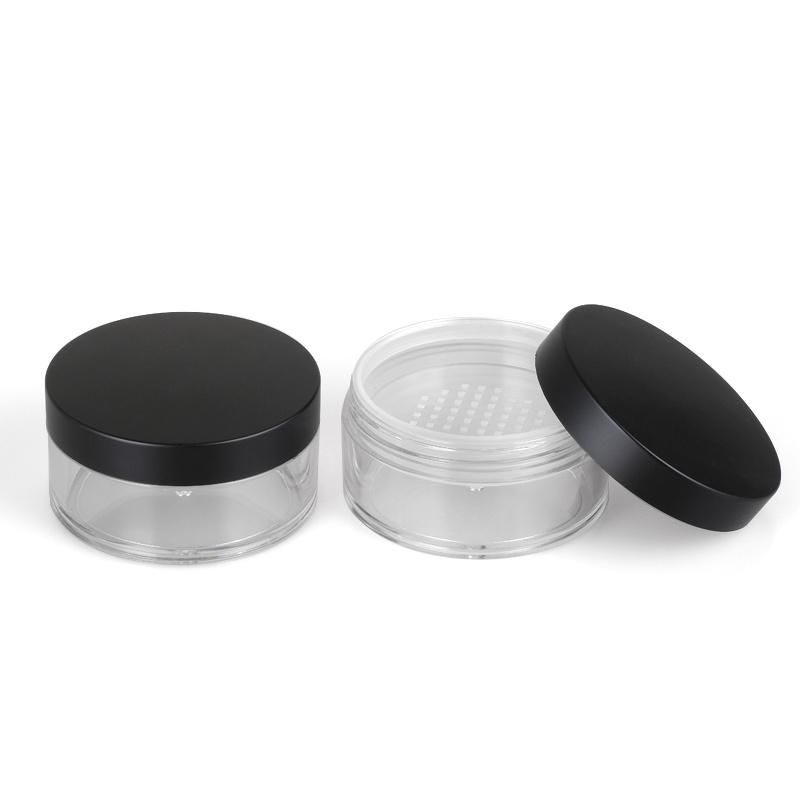 20g Factory Supply Elegant Clear Base Larger Size Black Round Loose Powder Case