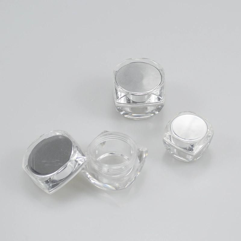 Acrylic cosmetic 3G 5g Cream Jar Sample Transparent Bottle with Sliver Lid