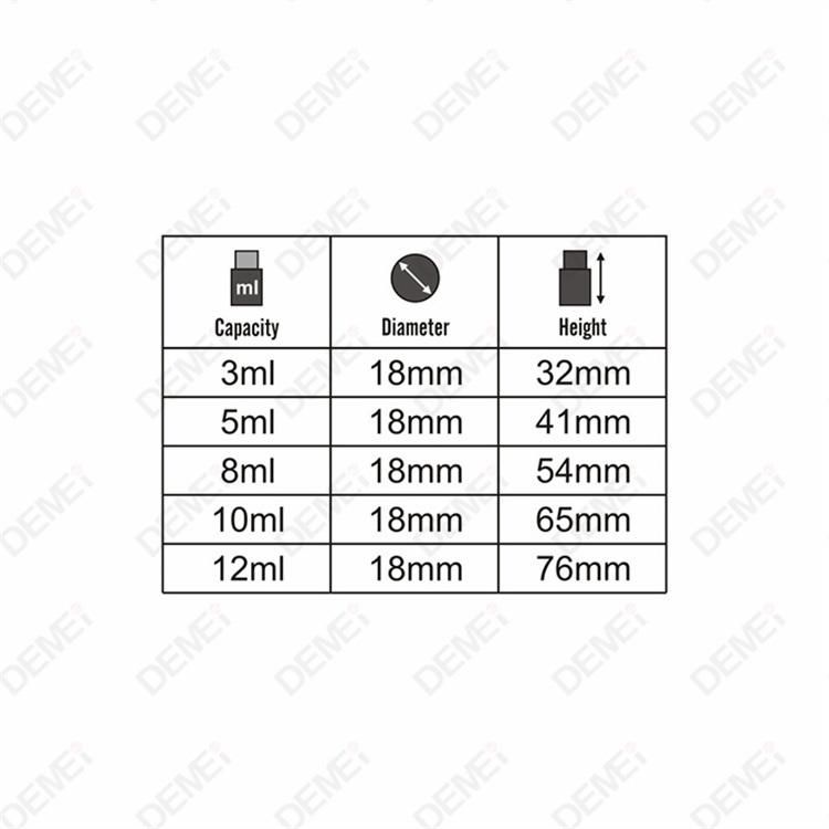 3ml-12ml Wholesale Cosmetic Packaging D17mm D18mm Mini Sample Straight Round Clear and Amber Serum Essential Oil Tube Glass Bottle with 13mm Silver Dropper Cap