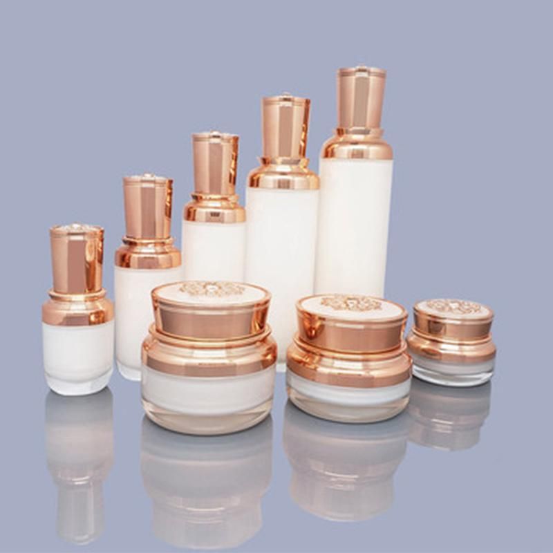 in Stock 15g 30g 50g Luxury Design Empty Cheap Plastic Cans Acrylic Jars Cosmetic Pot Packaging with Gold Lid