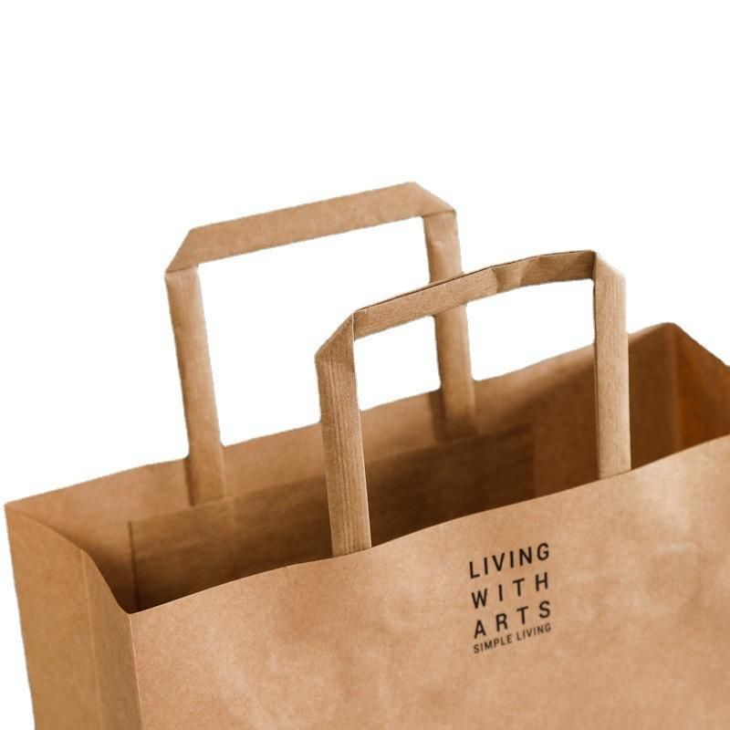 Eco-Friendly Customized Printing Gift Boutique Kraft Paper Flat Handle Bag