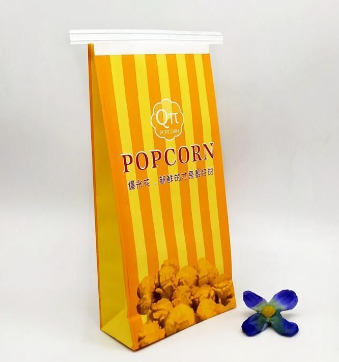 Quad Seal Paper Bag with Zipper for Popcorn