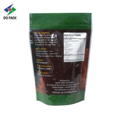 Dq Pack Custom Logo Packaging Mylar Bag Antistatic Stand up Pouch Ziplock for Coffee Powder Packaging