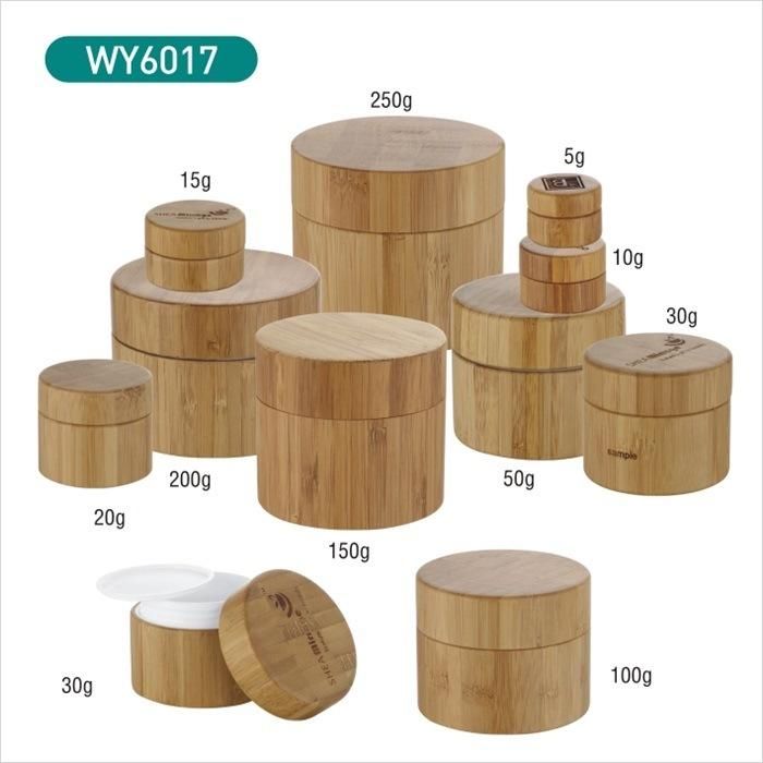 10g 30g 50g 100g 200g Empty Round Real Bamboo Cosmetic Cream Jar Containers Jar with PP Inner Jar