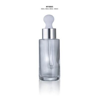 Round Shoulder Glass Tube 40ml Dropper Bottle Shiny Black Collar Milk White Body Color Serum Cosmetic Bottle