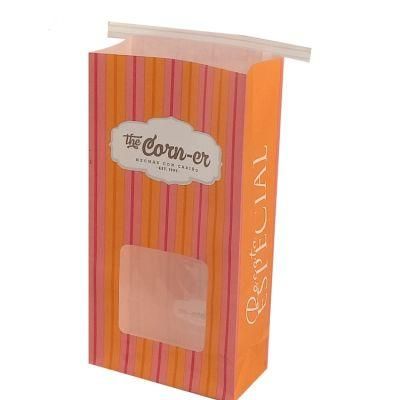 Vertical Coffee Tie Tin Candy Snack Food Packaging Paper Bags with Window