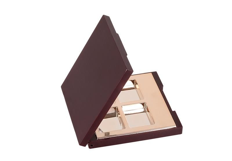 High-Grade 4 Hole Empty Makeup Cardboard Plastic Eye Shadow Palette Case with Brush for Packaging