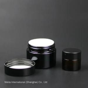 Amber Glass Jar with Black PP Lid (NBG17B)